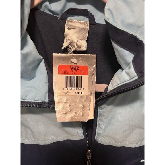 NEW Nike Jacket Womens Large Two Tone Blue Nylon Y2K Lined Windbreaker 223178 - Picture 3 of 5